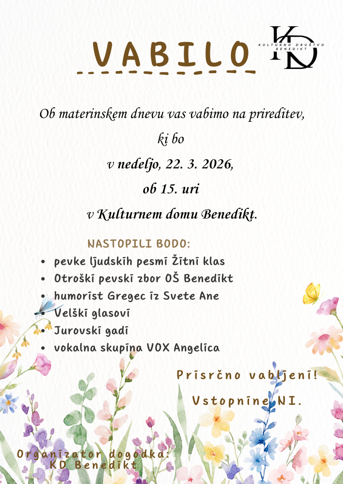 Vabilo materinski dan